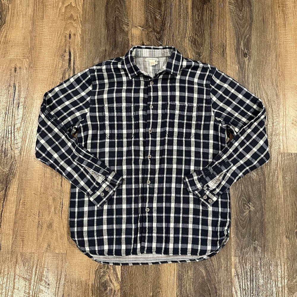 Carbon 2 Cobalt Shirt Mens Medium Blue Plaid Button Front Long Sleeve Casual